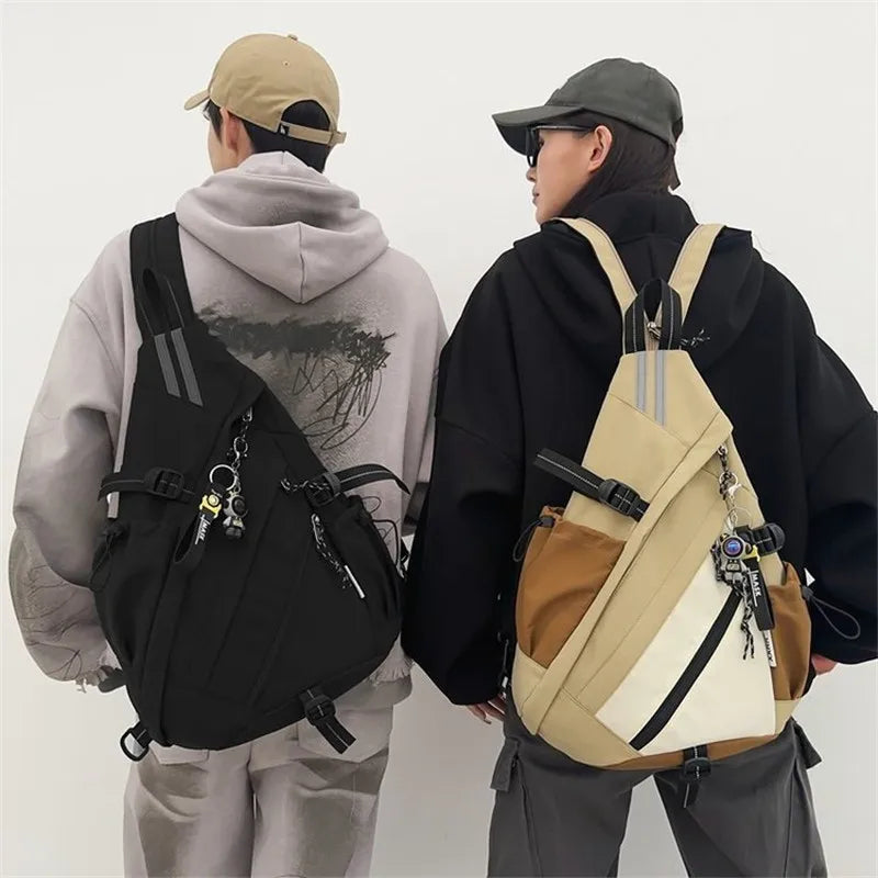 2024 Techwear Style Hip Hop Sport Motorcycle Backpack Men Women Multifunction Waterproof Travel Single Shoulder School Bag
