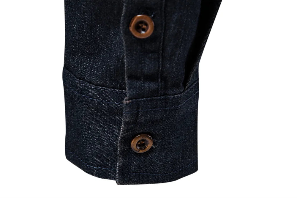 AIOPESON Elastic Cotton Denim Shirt Men Long Sleeve Quality Cowboy Shirts for Men Casual Slim Fit Jeans Men Shirts