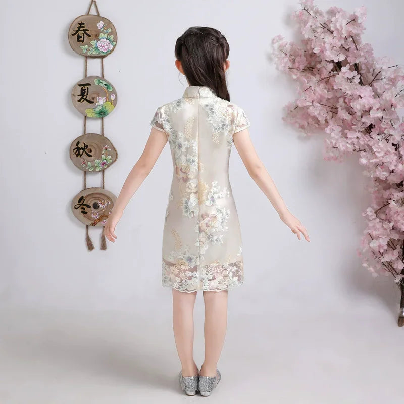 Tang Costume Girl Dress Qipao Children Outfit Stage Party Cheongsams Baby Hanfu Kids Clothing Vestidos Summer Girls Dresses