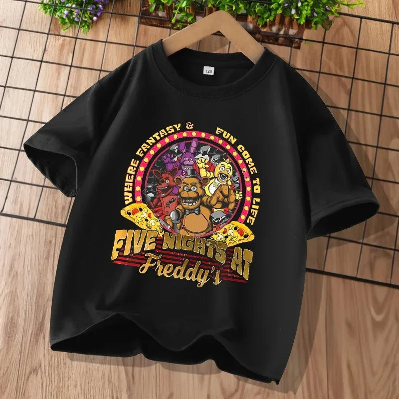 2026 Cartoon Five Nights At Freddys Kids T-shirts FNAF Graphic T-shirt Children Casual Sports Tops Short Sleeves Kids Clothing
