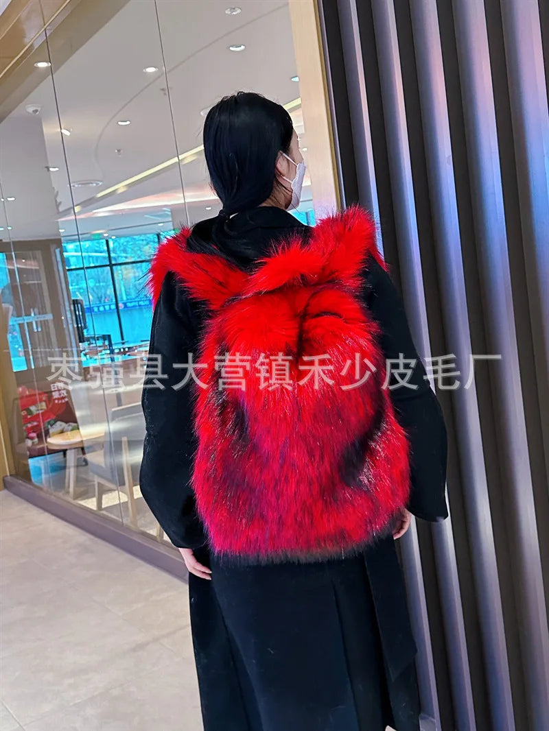2026 NEW FASHION Y2K Faux Fur FOR Women Backpack Solid Soft Fleece Knapsack Harajuku Style Winter Ladies Bag