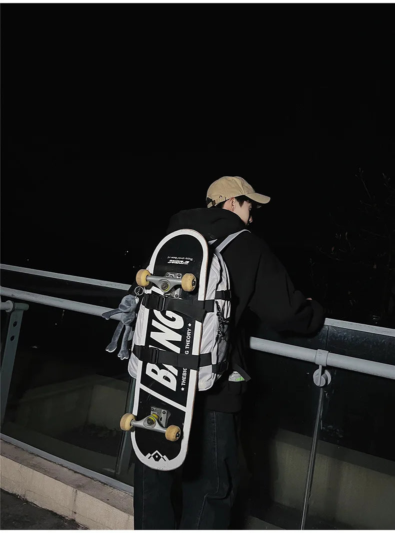 Backpack men and women cool backpack leisure junior high school students backpack personality skateboard