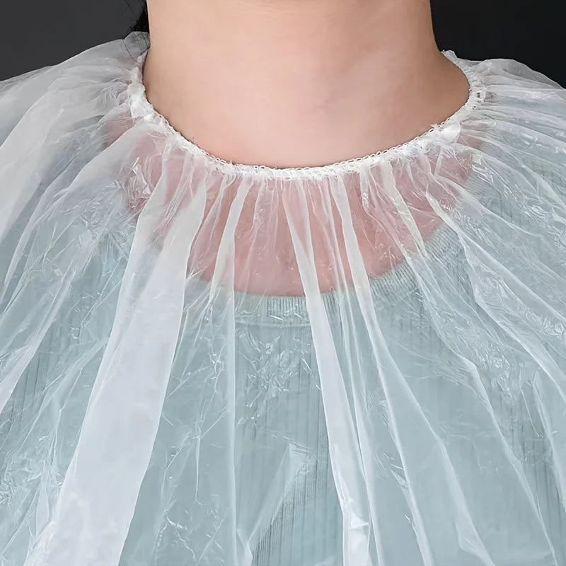 20Pcs Disposable Hair Salon Cape, Transparent Plastic, Suitable For Hair Coloring, Perming, Haircuts, Hairstyling, And Washing