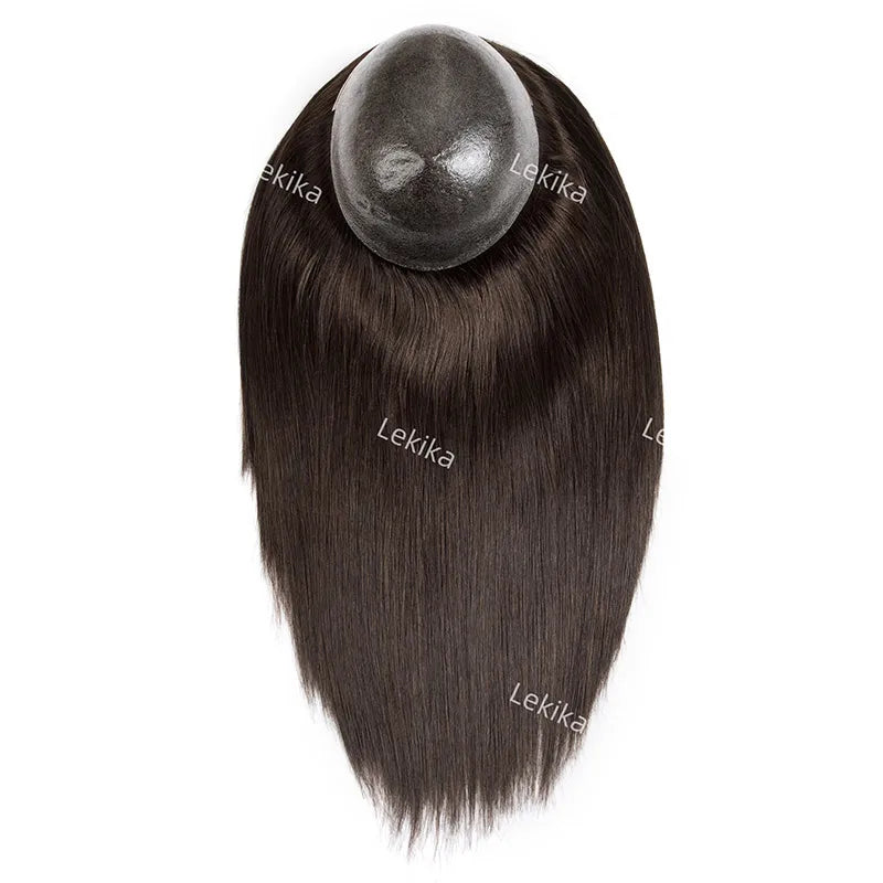 Women's Hairpiece Toupee PU  Human Hair Replacement System for Women 16inches Long Hair Natural Women's Capillary Prosthesis
