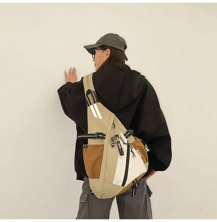 2024 Techwear Style Hip Hop Sport Motorcycle Backpack Men Women Multifunction Waterproof Travel Single Shoulder School Bag