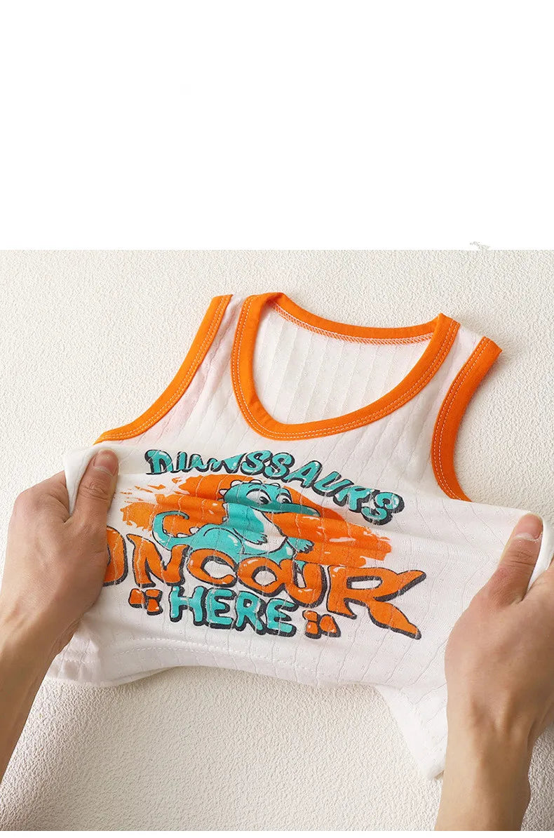 Cotton Cartoon Kids Boys Casual Tank Tops For Baby Summer Children Vests For Girls Clothing
