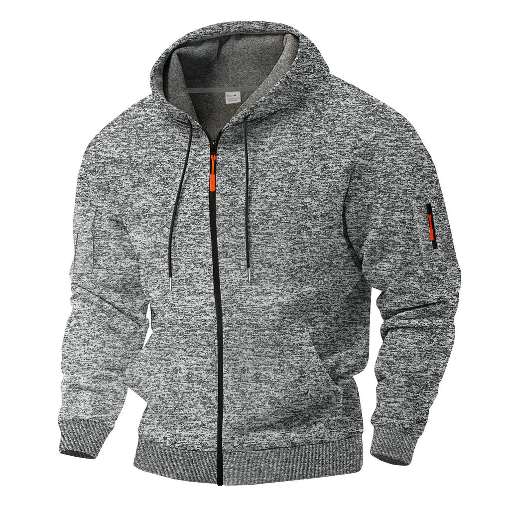 Heavy Fleece Men's Jacket Winter Retro Tooling Pocket Hooded Zipper Sports Sweater Men