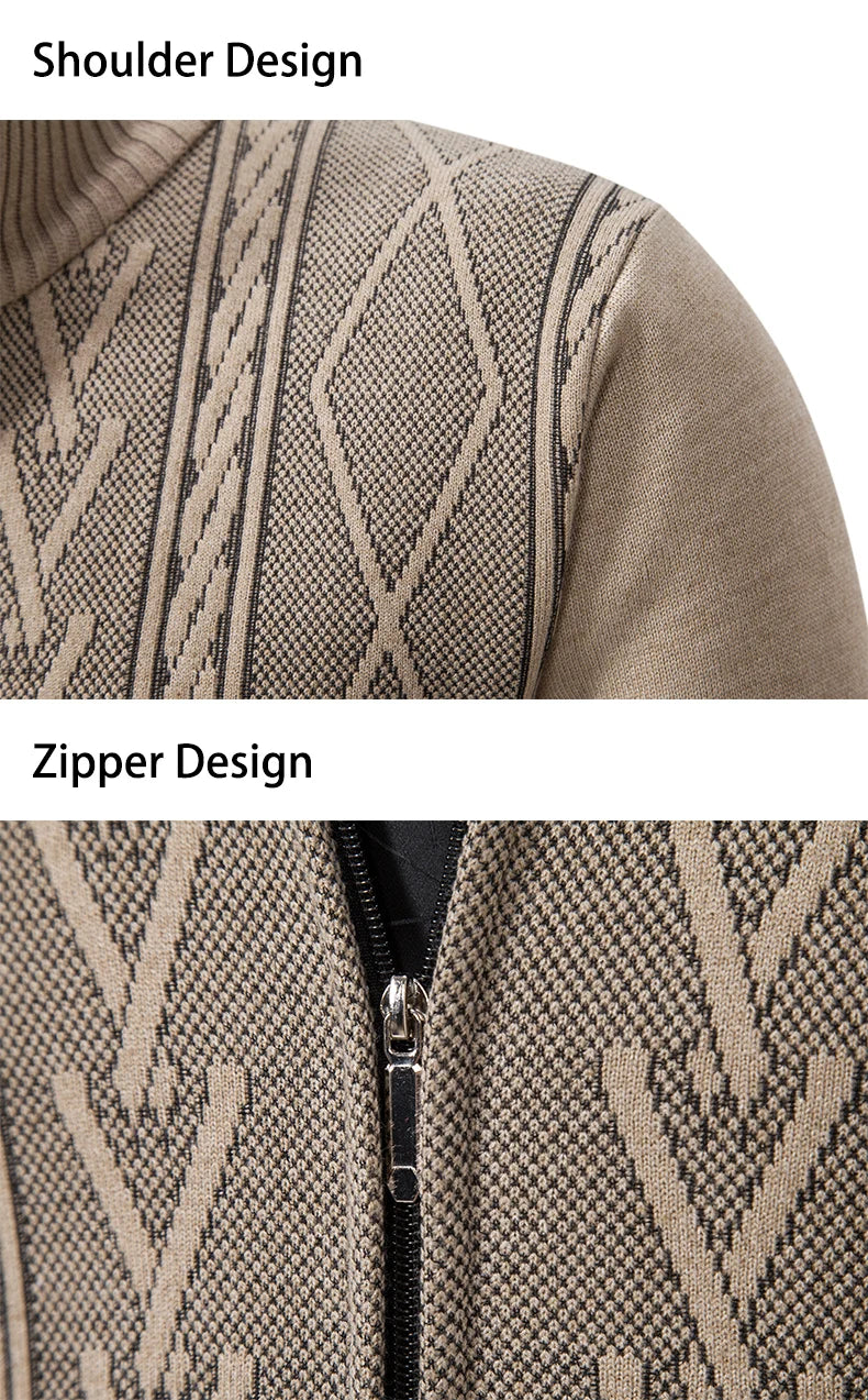2023 Autumn and Winter New Cashmere Padded Warm Casual Men's Knitted Sweater Coat