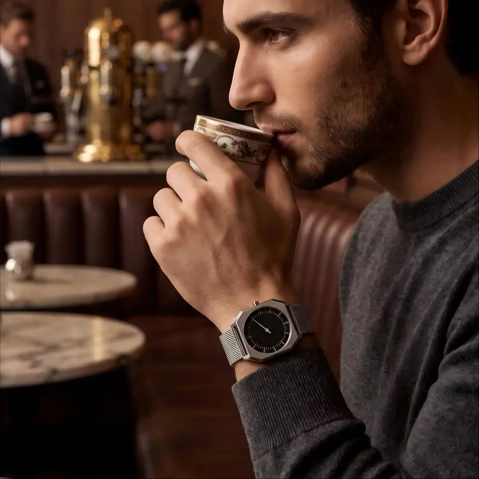 SKU Retro One Pointer Men's Watch Vintage Style Square Quartz Unique Design Fashion Alloy Wristwatch