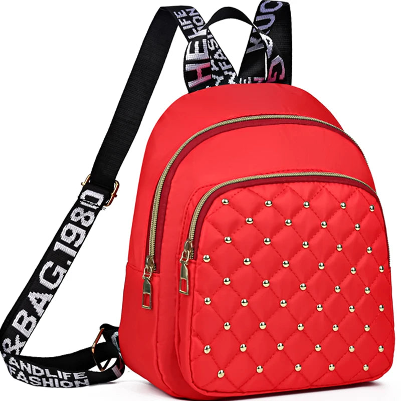 Diamond-Shaped Embroidery Rivet Double Shoulder Bag for Women, New Style, Fashionable Travel Bag, Casual and Versatile Women's B