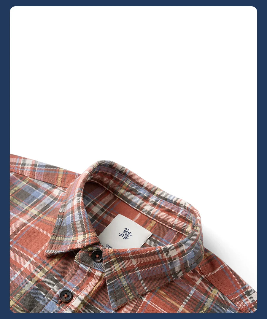 SIMWOOD High Standard 2026 Autumn Winter New Vintage Washed Plaid Shirt Men Oversized Distressed Frayed Hem 100% Cotton Tops