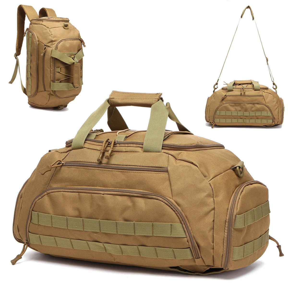 Tactical Gym Backpack with Shoe Compartment Convertible 3-in-1 Duffel Sling Bag for Men Women Weekender Overnight Travel Bag