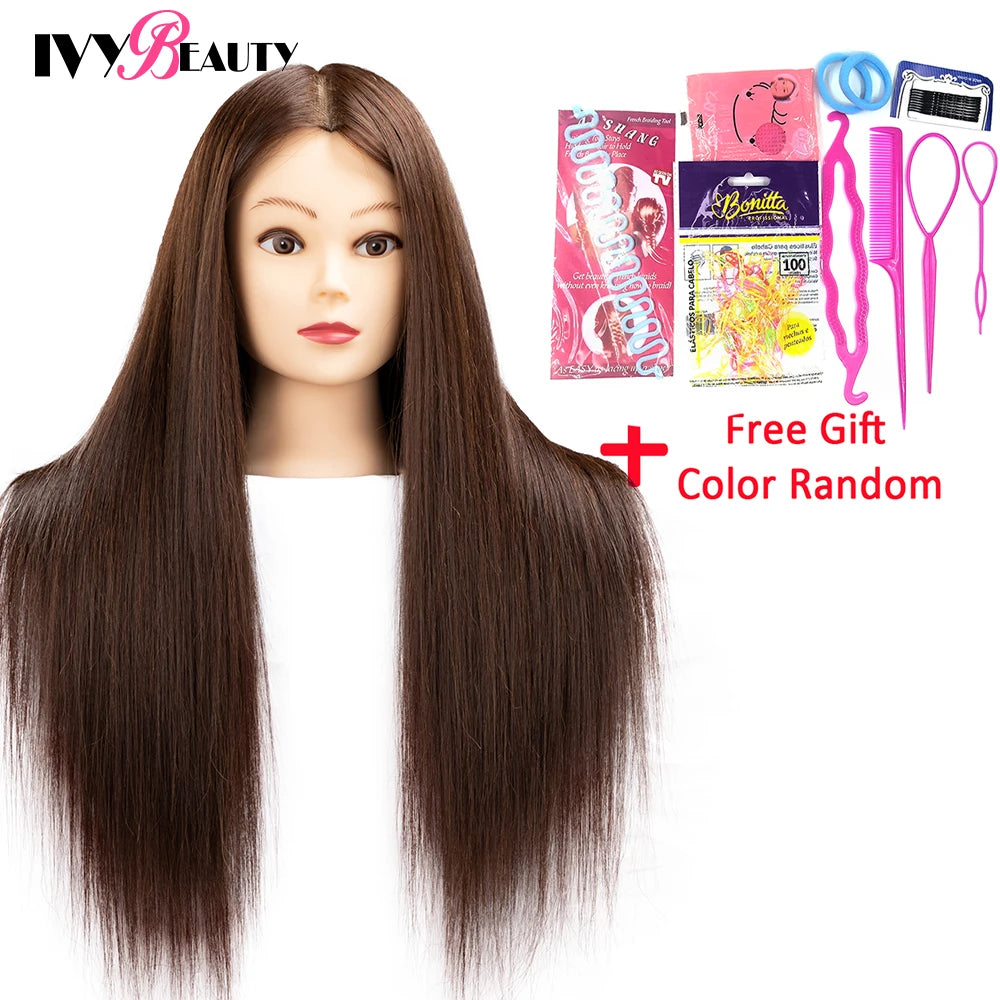 85% Real Human Hair Mannequin Head For Hair Training Styling Professional Hairdressing Cosmetology Dolls Head For Hairstyles