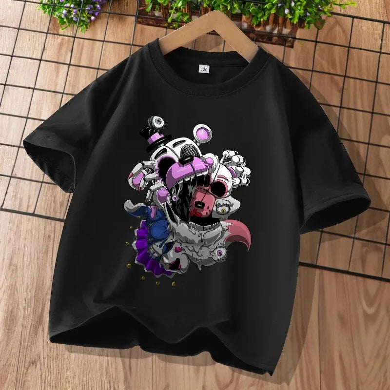 2026 Cartoon Five Nights At Freddys Kids T-shirts FNAF Graphic T-shirt Children Casual Sports Tops Short Sleeves Kids Clothing