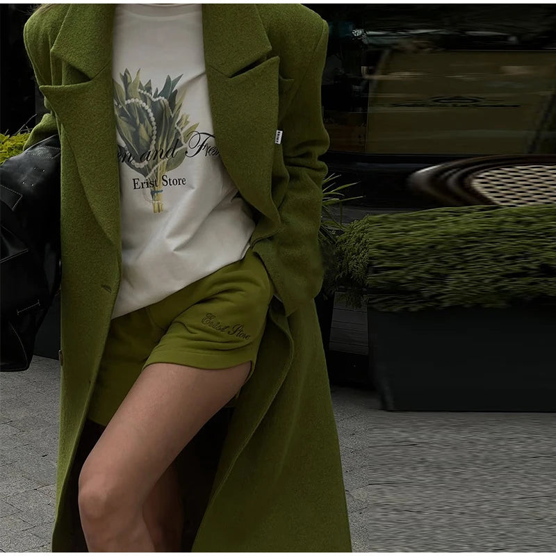 2026 Autumn Winter Solid Women's Woolen Overcoat Urban Long Sleeve Lapel Button Female Outwear Elegant Fashion Lady Overcoats