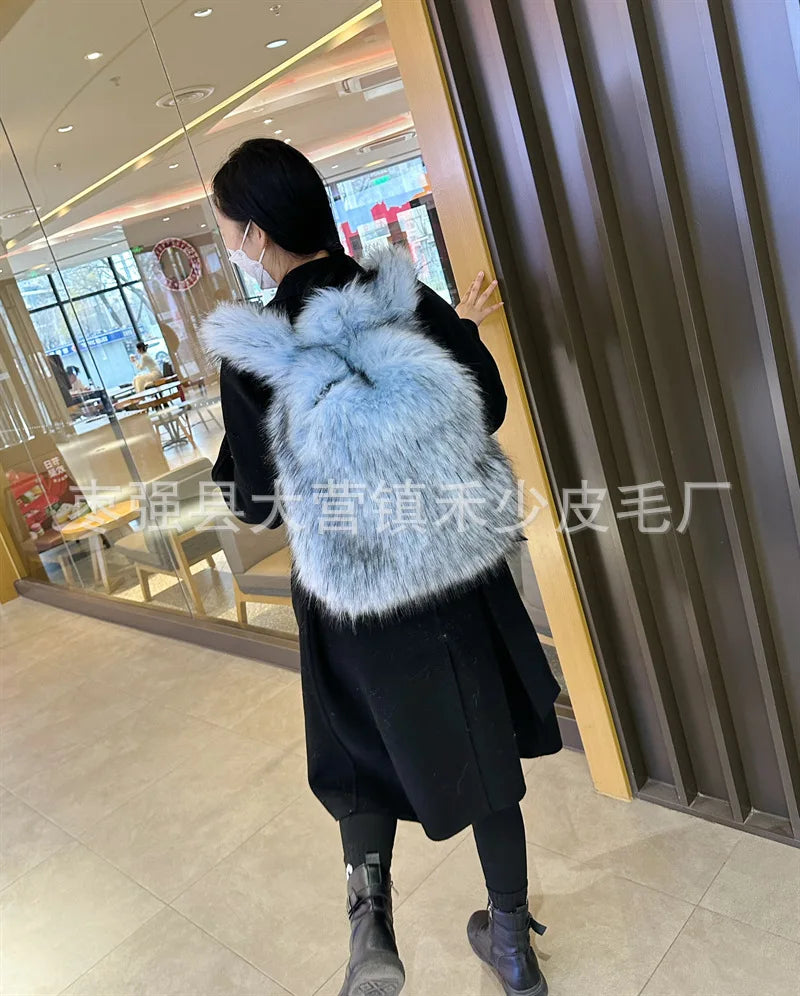 2026 NEW FASHION Y2K Faux Fur FOR Women Backpack Solid Soft Fleece Knapsack Harajuku Style Winter Ladies Bag