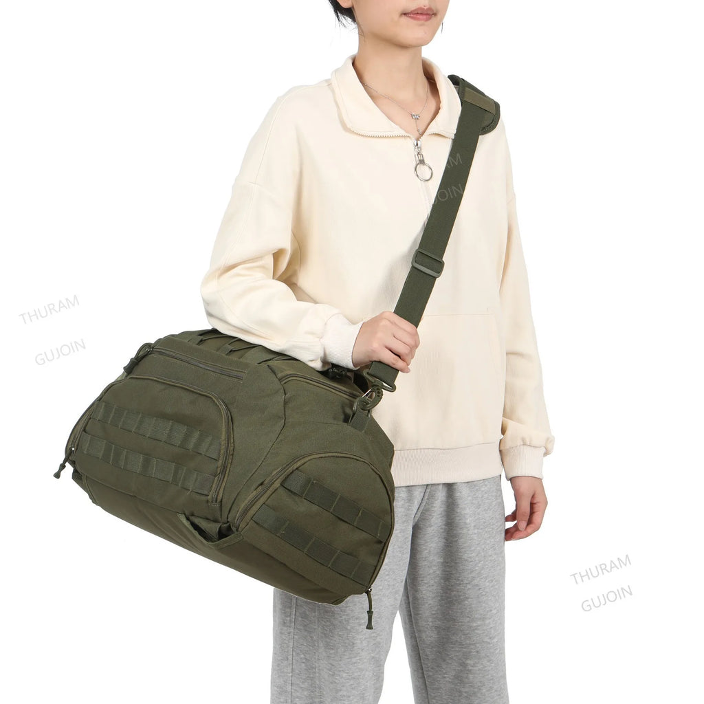 Tactical Gym Backpack with Shoe Compartment Convertible 3-in-1 Duffel Sling Bag for Men Women Weekender Overnight Travel Bag