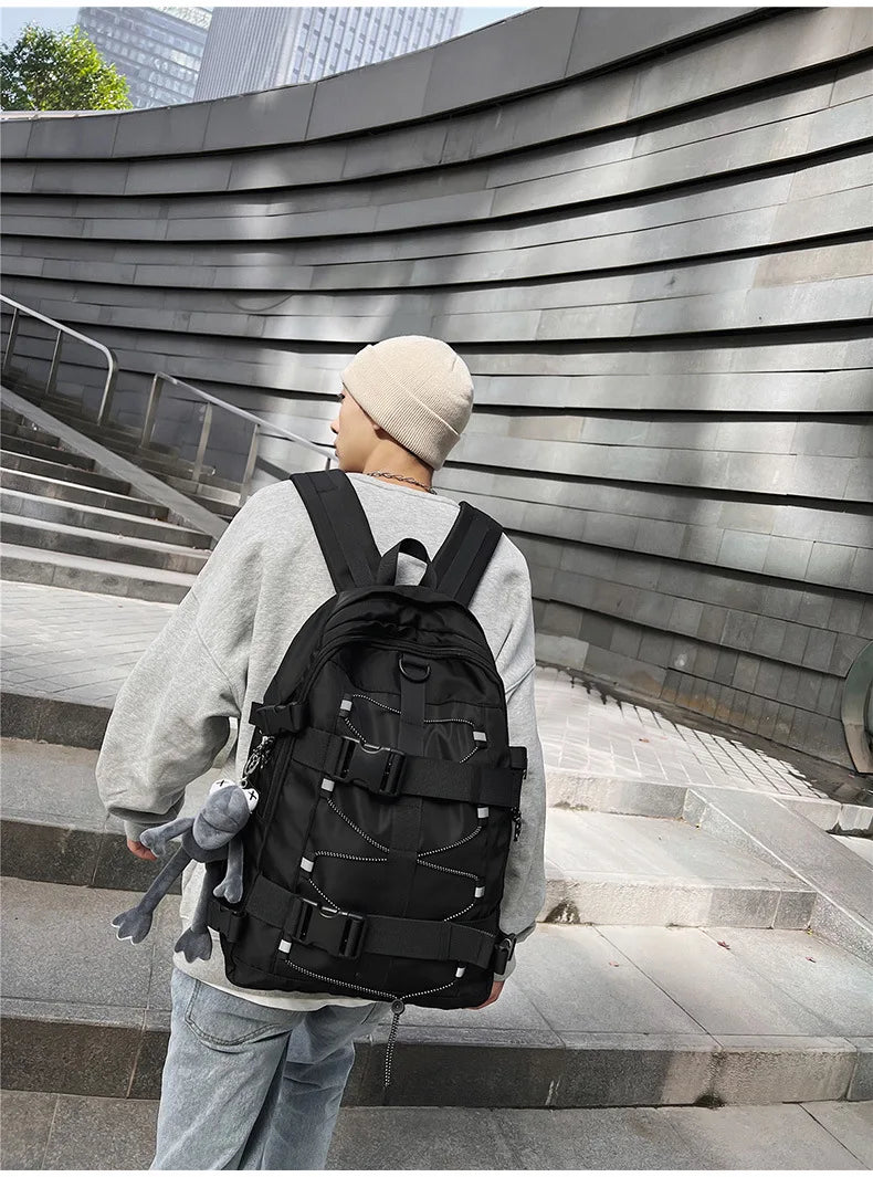 Backpack men and women cool backpack leisure junior high school students backpack personality skateboard