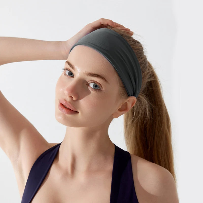 New Custom Logo High Elasticity Sweat Absorbing Women Yoga Hairband Solid Color Sports Men Non-slip Cycling Football Headbands