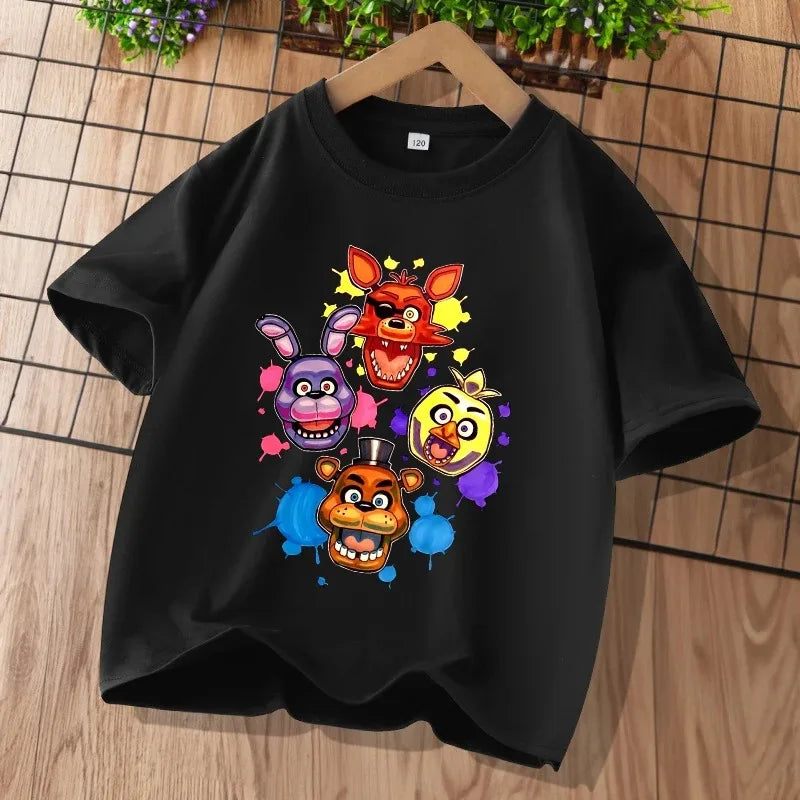2026 Cartoon Five Nights At Freddys Kids T-shirts FNAF Graphic T-shirt Children Casual Sports Tops Short Sleeves Kids Clothing