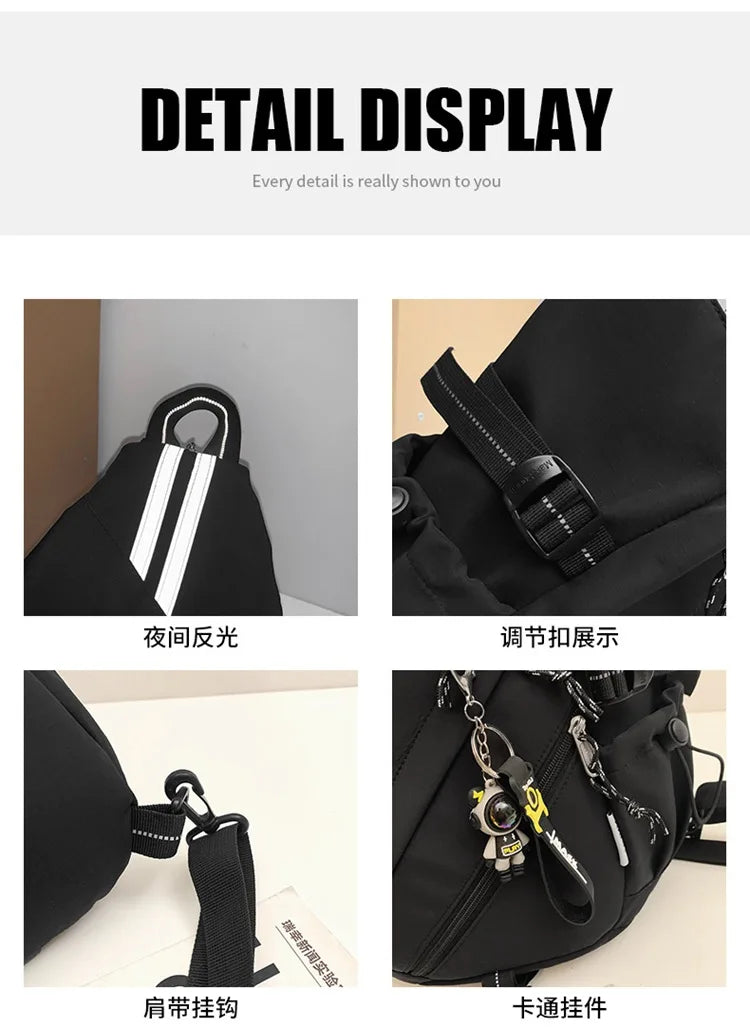 2024 Techwear Style Hip Hop Sport Motorcycle Backpack Men Women Multifunction Waterproof Travel Single Shoulder School Bag