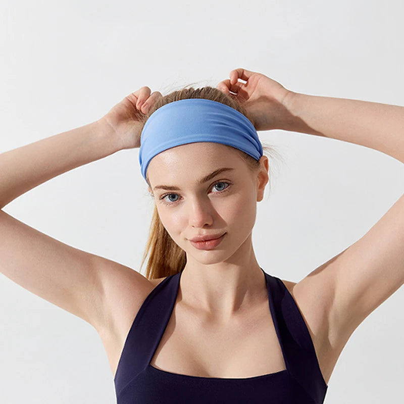 New Custom Logo High Elasticity Sweat Absorbing Women Yoga Hairband Solid Color Sports Men Non-slip Cycling Football Headbands