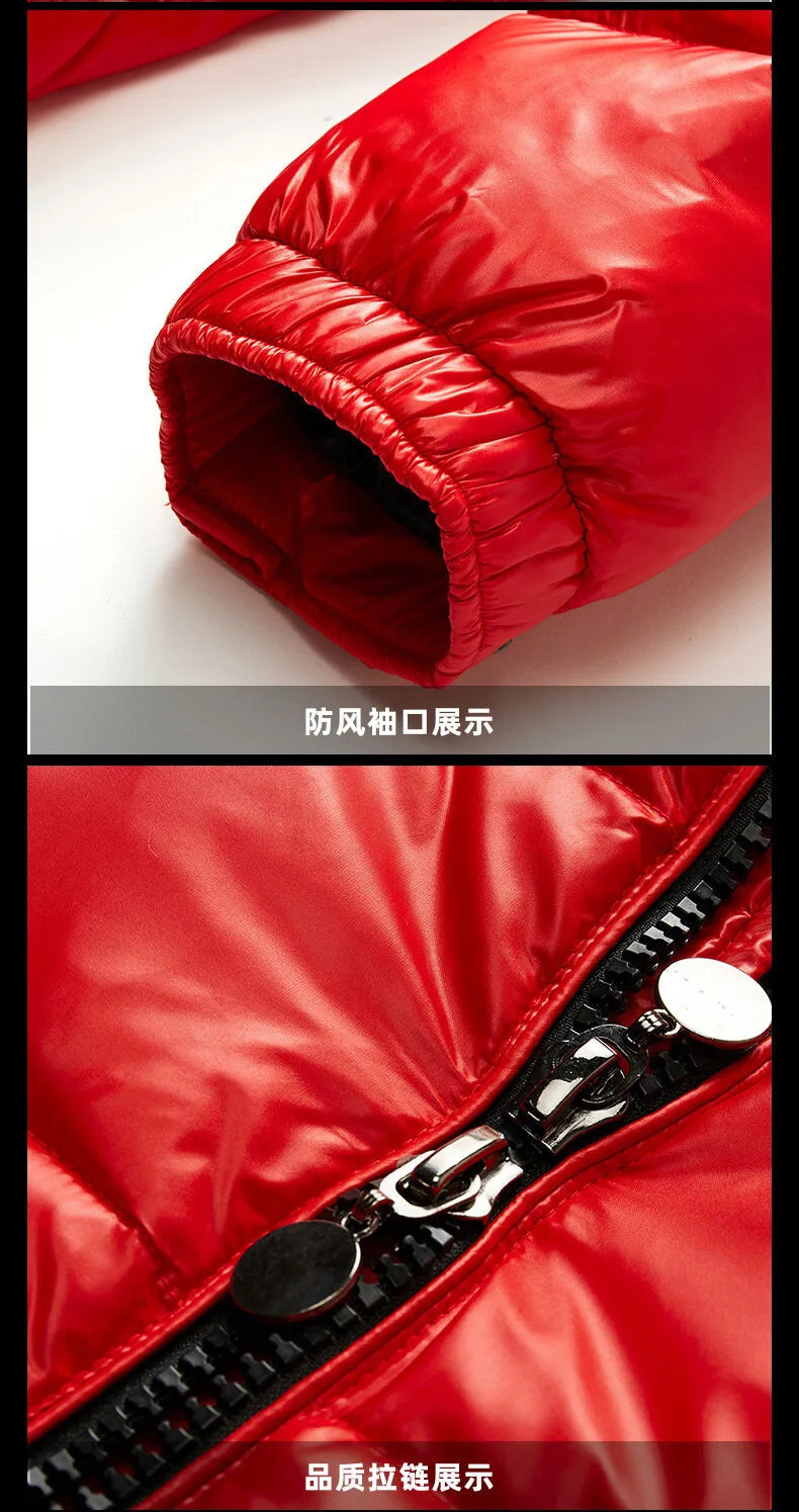 2026 Fashion Waterproof Short Cotton Jackets Men's Black Lightweight Snow Parkas High Quality Glossy Parkas Winter Jackets Male